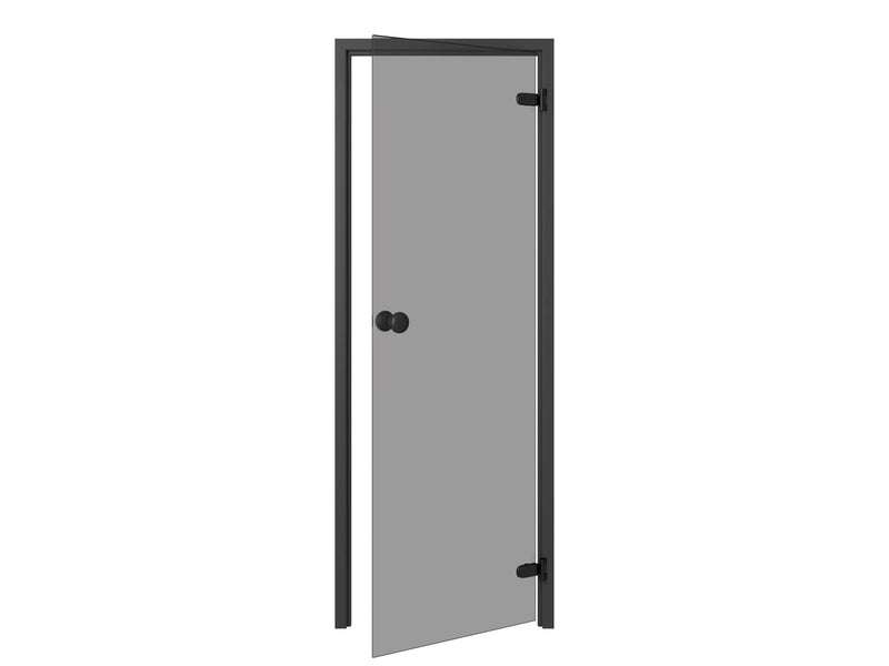 Thermory Trendline Badstudörr – Svart Osp, Grått Glas 7x19