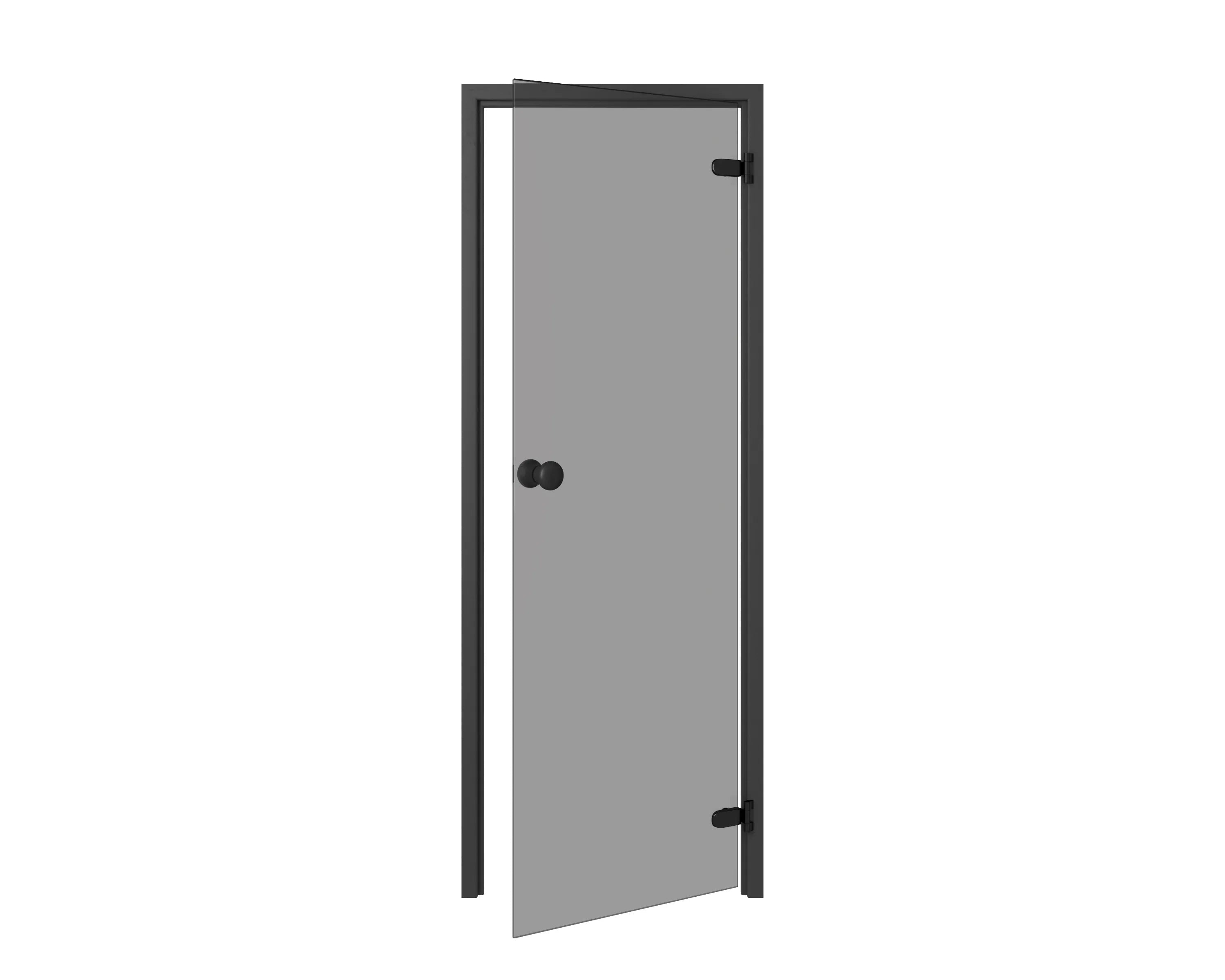 Thermory Trendline Badstudörr – Svart Osp, Grått Glas 7x20